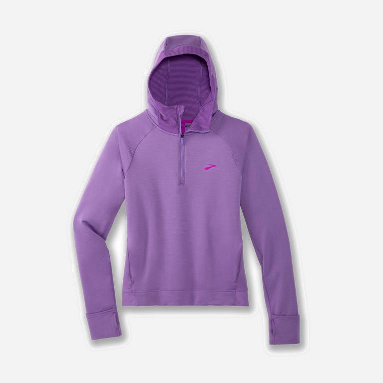 Brooks Notch Thermal Israel - Women's Fleece Running Hoodie - Heliotrope/MediumPurple (34279-MQEJ)